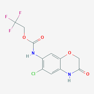 molecular formula C11H8ClF3N2O4 B1454976 2,2,2-trifluoroethyl N-(6-chloro-3-oxo-3,4-dihydro-2H-1,4-benzoxazin-7-yl)carbamate CAS No. 1221725-15-0