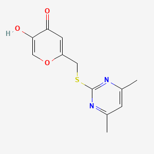 molecular formula C12H12N2O3S B1454978 2-(((4,6-dimethylpyrimidin-2-yl)thio)methyl)-5-hydroxy-4H-pyran-4-one CAS No. 138426-86-5
