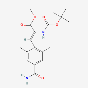 molecular formula C18H24N2O5 B1454979 2-Propenoic acid, 3-[4-(aminocarbonyl)-2,6-dimethylphenyl]-2-[[(1,1-dimethylethoxy)carbonyl]amino]-, methyl ester, (2Z)- CAS No. 864825-84-3