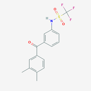 molecular formula C16H14F3NO3S B14549805 N-[3-(3,4-Dimethylbenzoyl)phenyl]-1,1,1-trifluoromethanesulfonamide CAS No. 62261-75-0