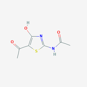 molecular formula C7H8N2O3S B14550022 N-[5-(1-Hydroxyethylidene)-4-oxo-4,5-dihydro-1,3-thiazol-2-yl]acetamide CAS No. 62041-02-5