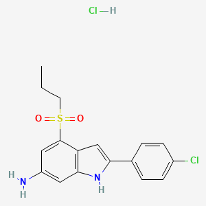 2-(4-chlorophenyl)-4-(propane-1-sulfonyl)-1H-indol-6-amine hydrochloride