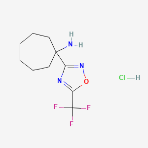 molecular formula C10H15ClF3N3O B1455017 1-[5-(Trifluoromethyl)-1,2,4-oxadiazol-3-yl]cycloheptan-1-amine hydrochloride CAS No. 1181458-03-6