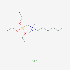 molecular formula C15H36ClNO3Si B14550504 N,N-Dimethyl-N-[(triethoxysilyl)methyl]hexan-1-aminium chloride CAS No. 62117-39-9