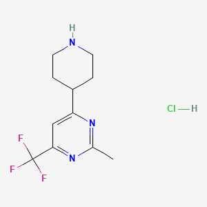 molecular formula C11H15ClF3N3 B1455058 2-Methyl-4-(piperidin-4-yl)-6-(trifluoromethyl)pyrimidine hydrochloride CAS No. 1361115-77-6