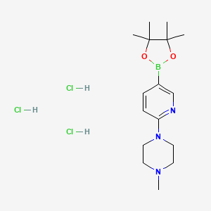 molecular formula C16H29BCl3N3O2 B1455062 1-Methyl-4-(5-(4,4,5,5-tetramethyl-1,3,2-dioxaborolan-2-yl)pyridin-2-yl)piperazine trihydrochloride CAS No. 1452551-40-4