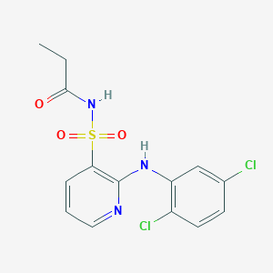 molecular formula C14H13Cl2N3O3S B14550657 Propanamide, N-[[2-[(2,5-dichlorophenyl)amino]-3-pyridinyl]sulfonyl]- CAS No. 61941-75-1