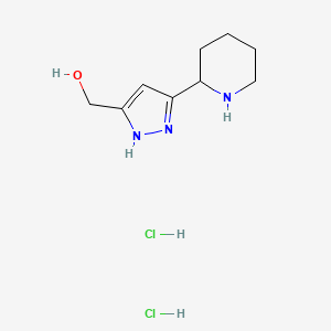 molecular formula C9H17Cl2N3O B1455068 (5-Piperidin-2-yl-2H-pyrazol-3-yl)-methanol dihydrochloride CAS No. 1452547-58-8