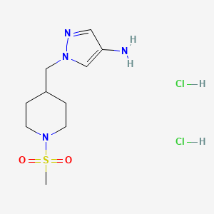molecular formula C10H20Cl2N4O2S B1455069 1-(1-Methanesulfonyl-piperidin-4-ylmethyl)-1H-pyrazol-4-ylamine dihydrochloride CAS No. 1361116-49-5