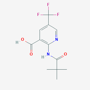 molecular formula C12H13F3N2O3 B1455084 2-叔丁酰胺-5-(三氟甲基)烟酸 CAS No. 1305324-88-2