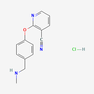 molecular formula C14H14ClN3O B1455098 2-{4-[(Methylamino)methyl]phenoxy}-nicotinonitrile hydrochloride CAS No. 1401426-11-6