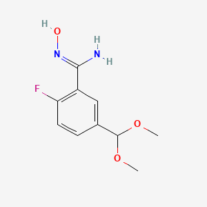 molecular formula C10H13FN2O3 B1455108 5-(二甲氧基甲基)-2-氟-N'-羟基苯甲酰胺 CAS No. 1365988-79-9