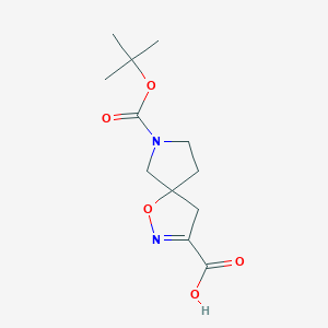 molecular formula C12H18N2O5 B1455111 7-(tert-Butoxycarbonyl)-1-oxa-2,7-diazaspiro[4.4]non-2-ene-3-carboxylic acid CAS No. 1160247-02-8
