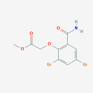 molecular formula C10H9Br2NO4 B1455119 Methyl (2,4-dibromo-6-carbamoyl-phenoxy)acetate CAS No. 1400644-40-7