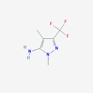 molecular formula C6H8F3N3 B1455134 1,4-dimethyl-3-(trifluoromethyl)-1H-pyrazol-5-amine CAS No. 164668-13-7