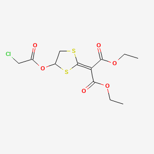 molecular formula C12H15ClO6S2 B14551411 Diethyl (4-((chloroacetyl)oxy)-1,3-dithiolan-2-ylidene)propanedioate CAS No. 62052-50-0
