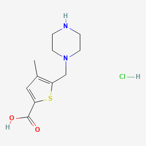 molecular formula C11H17ClN2O2S B1455146 4-Methyl-5-(piperazin-1-ylmethyl)thiophene-2-carboxylic acid hydrochloride CAS No. 1242993-08-3