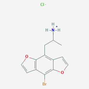 molecular formula C13H13BrClNO2 B145515 1-(4-Bromofuro[2,3-f][1]benzofuran-8-yl)propan-2-ylazanium;chloride CAS No. 219986-78-4