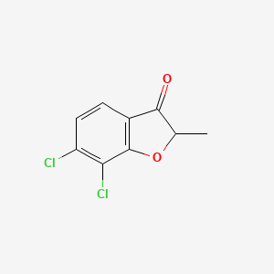 molecular formula C9H6Cl2O2 B1455153 6,7-Dichloro-2-methyl-2,3-dihydro-1-benzofuran-3-one CAS No. 1247582-99-5