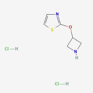 molecular formula C6H10Cl2N2OS B1455156 2-(氮杂环丙-3-氧基)-1,3-噻唑二盐酸盐 CAS No. 1258650-45-1