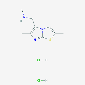 molecular formula C9H15Cl2N3S B1455168 ({2,6-Dimethylimidazo[2,1-b][1,3]thiazol-5-yl}methyl)(methyl)amine dihydrochloride CAS No. 1177362-23-0