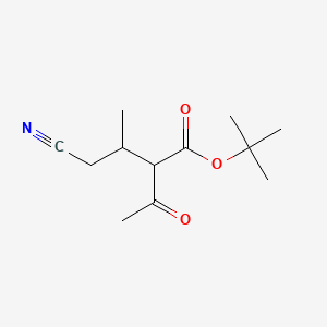 molecular formula C12H19NO3 B14551883 tert-Butyl 2-acetyl-4-cyano-3-methylbutanoate CAS No. 62048-07-1