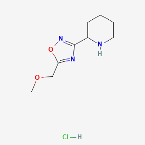 molecular formula C9H16ClN3O2 B1455189 2-(5-Methoxymethyl-[1,2,4]oxadiazol-3-yl)-piperidine hydrochloride CAS No. 1361114-70-6