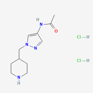molecular formula C11H20Cl2N4O B1455190 N-(1-Piperidin-4-ylmethyl-1H-pyrazol-4-yl)-acetamide dihydrochloride CAS No. 1361114-77-3