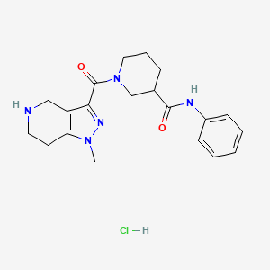 molecular formula C20H26ClN5O2 B1455191 1-[(1-methyl-4,5,6,7-tetrahydro-1H-pyrazolo[4,3-c]pyridin-3-yl)carbonyl]-N-phenylpiperidine-3-carboxamide hydrochloride CAS No. 1357252-35-7
