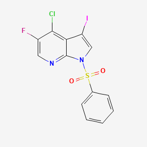molecular formula C13H7ClFIN2O2S B1455200 4-Chloro-5-fluoro-3-iodo-1-(phenylsulfonyl)-1H-pyrrolo[2,3-b]pyridine CAS No. 1305324-87-1