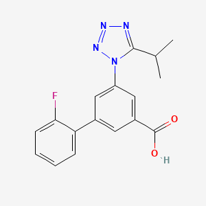 molecular formula C17H15FN4O2 B1455210 2'-Fluoro-5-(5-isopropyl-1H-tetrazol-1-yl)-[1,1'-biphenyl]-3-carboxylic acid CAS No. 1380571-65-2