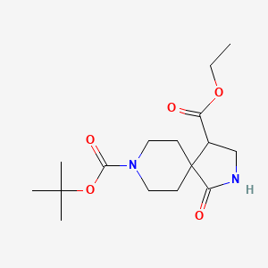 molecular formula C16H26N2O5 B1455213 1-Oxo-2,8-diaza-spiro[4.5]decane-4,8-dicarboxylic acid 8-tert-butyl ester 4-ethyl ester CAS No. 1357352-07-8