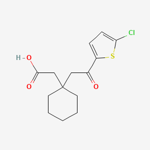 molecular formula C14H17ClO3S B1455227 2-{1-[2-(5-Chlorothiophen-2-yl)-2-oxoethyl]cyclohexyl}acetic acid CAS No. 1157394-73-4