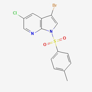 molecular formula C14H10BrClN2O2S B1455235 3-bromo-5-chloro-1-tosyl-1H-pyrrolo[2,3-b]pyridine CAS No. 866546-10-3