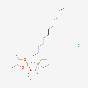 molecular formula C25H56ClO3PSi B14552378 Triethyl[1-(triethoxysilyl)tridecyl]phosphanium chloride CAS No. 62196-31-0