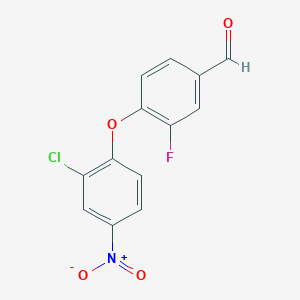 molecular formula C13H7ClFNO4 B1455338 4-(2-Chloro-4-nitrophenoxy)-3-fluorobenzaldehyde CAS No. 1178786-06-5