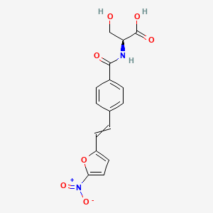 molecular formula C16H14N2O7 B14553614 N-{4-[2-(5-Nitrofuran-2-yl)ethenyl]benzoyl}-L-serine CAS No. 62113-71-7