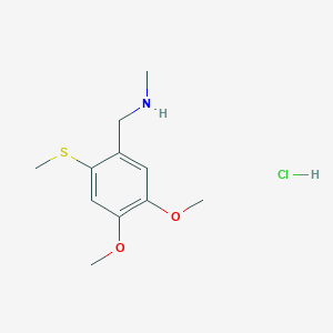 {[4,5-Dimethoxy-2-(methylsulfanyl)phenyl]methyl}(methyl)amine hydrochloride