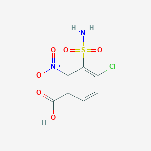 molecular formula C7H5ClN2O6S B14553975 4-Chloro-2-nitro-3-sulfamoylbenzoic acid CAS No. 61658-42-2