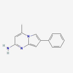 molecular formula C14H13N3 B14554020 Pyrrolo[1,2-a]pyrimidin-2-amine, 4-methyl-7-phenyl- CAS No. 61736-26-3