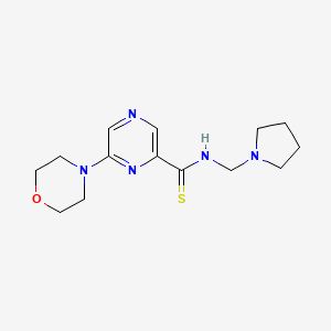 molecular formula C14H21N5OS B14554062 Pyrazinecarbothioamide, 6-(4-morpholinyl)-N-(1-pyrrolidinylmethyl)- CAS No. 61689-85-8