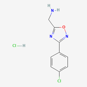 molecular formula C9H9Cl2N3O B1455420 [3-(4-Chlorophenyl)-1,2,4-oxadiazol-5-yl]methanamine hydrochloride CAS No. 1311318-12-3