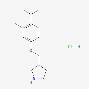 molecular formula C15H24ClNO B1455435 3-[(4-Isopropyl-3-methylphenoxy)methyl]-pyrrolidine hydrochloride CAS No. 1220032-36-9
