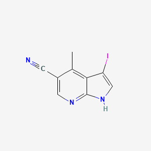 molecular formula C9H6IN3 B1455439 3-iodo-4-methyl-1H-pyrrolo[2,3-b]pyridine-5-carbonitrile CAS No. 1190313-13-3