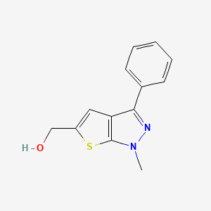 molecular formula C13H12N2OS B1455440 {1-methyl-3-phenyl-1H-thieno[2,3-c]pyrazol-5-yl}methanol CAS No. 1263063-15-5