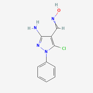molecular formula C10H9ClN4O B14554614 N-[(3-Amino-5-chloro-1-phenyl-1H-pyrazol-4-yl)methylidene]hydroxylamine CAS No. 62208-82-6