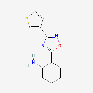 molecular formula C12H15N3OS B1455465 2-(3-(Thiophen-3-yl)-1,2,4-oxadiazol-5-yl)cyclohexan-1-amine CAS No. 1271332-62-7