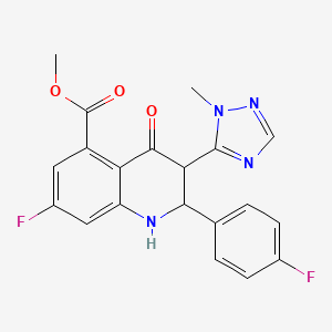 molecular formula C20H16F2N4O3 B1455470 Methyl 7-fluoro-2-(4-fluorophenyl)-3-(1-methyl-1H-1,2,4-triazol-5-yl)-4-oxo-1,2,3,4-tetrahydroquinoline-5-carboxylate CAS No. 1322616-36-3