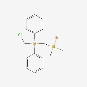 molecular formula C16H20BrClSi2 B14554705 Bromo{[(chloromethyl)(diphenyl)silyl]methyl}dimethylsilane CAS No. 61739-75-1