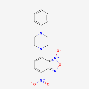 molecular formula C16H15N5O4 B14554718 Benzofurazan, 4-nitro-7-(4-phenyl-1-piperazinyl)-, 1-oxide CAS No. 61785-70-4